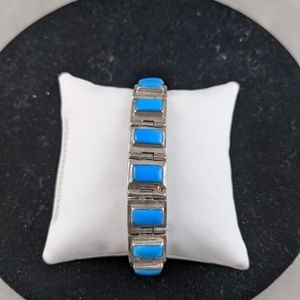 Sterling Silver & Very Blue Turquoise 7" Bracelet